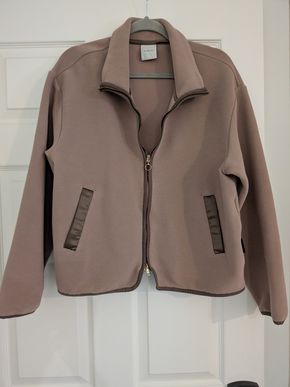 Varley Mauve Zip-Front Jacket With Gold Details